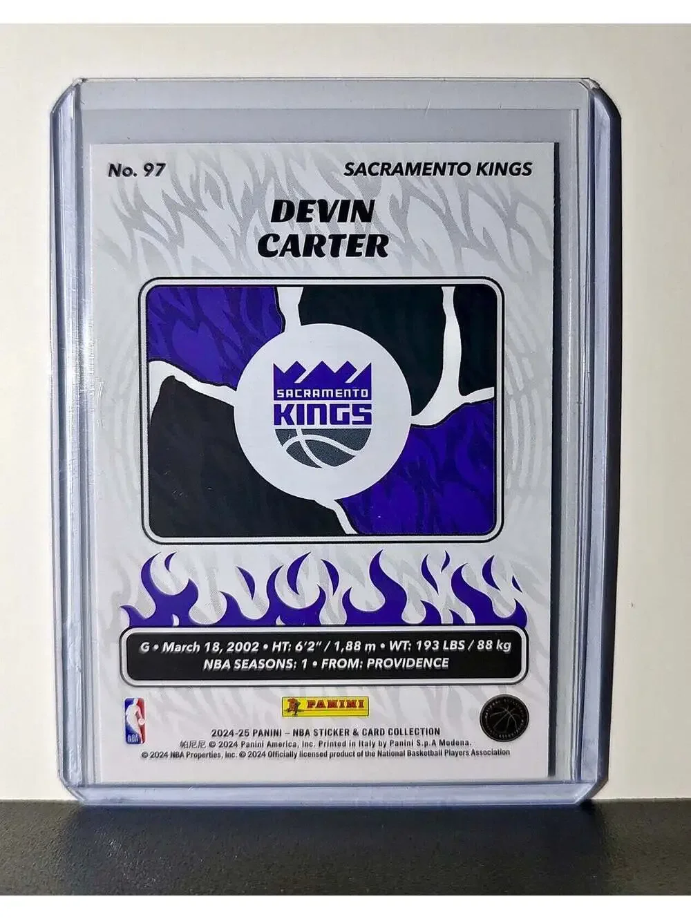 Devin Carter Rookie 2024-25 Panini NBA #97 Foil Sticker Card Sacramento Kings
